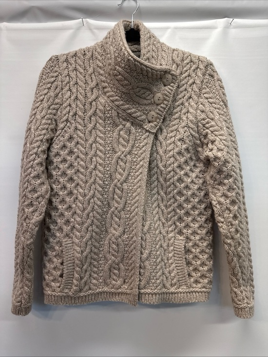 Aran Sweater Market Sweaters - Aran Sweater Market Women’s Merino Wool Cardigan Beige Sz M Irish Cable Knit